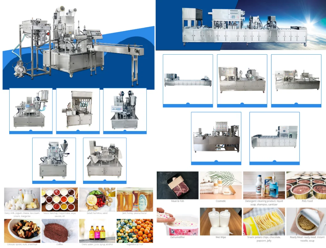 Vegetable Fruit Tray Packing Machine Snack Biscuits Cup Filling Aluminum Foil Sealing Machine