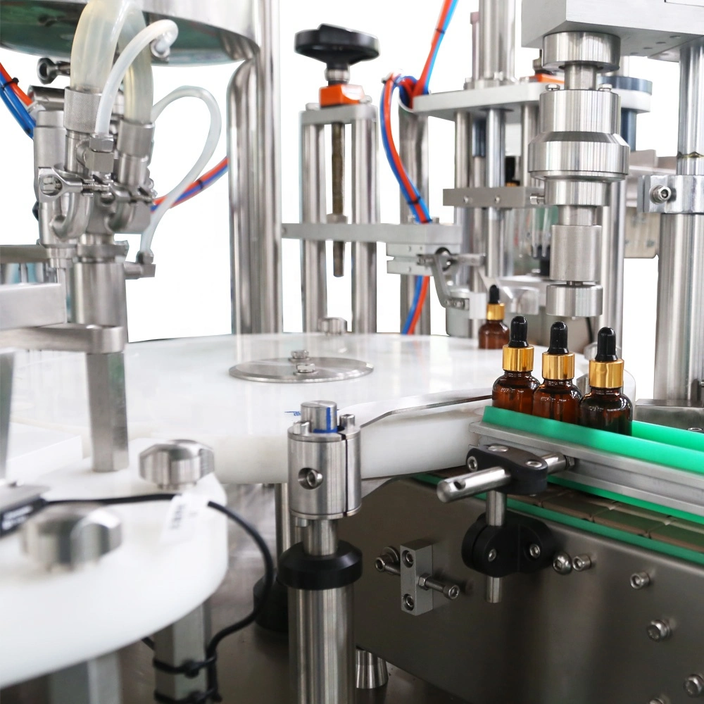 Automatic Dropper Glass Boston Bottle Body Skin Care Oil Coconut Oil Liquid Servo Driving Piston Filling Machine Packing Wrapping Machine