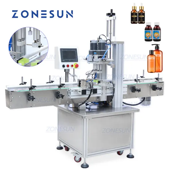 Zonesun Pneumatic Plastic Square Round Glass Bottles Hand Sanitizer Screw Automatic Bottle Capping Machine